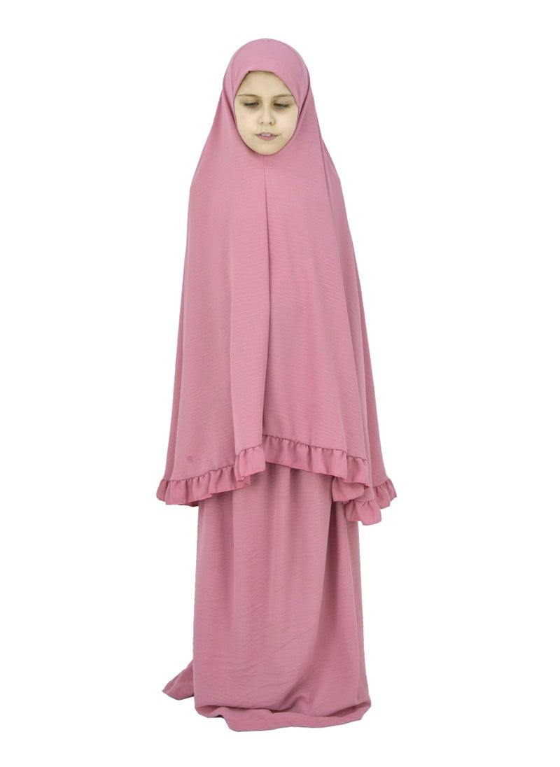 DAMAS COLLECTION - Two Piece Islamic prayer dress for girls kids and women -Prayer Clothes for girls and Muslim Women-Prayer Abaya For women and girls kids- Umrah essentials for women -Prayer dress women - Image 1