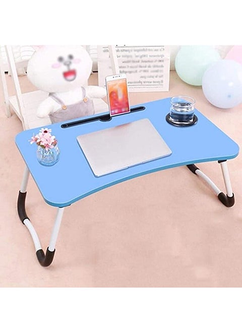 Hometaste Portable Folding Laptop Table Bed Table With Ipad And Cup Holder Adjustable Lap Tray Laptop Stand Tray Adjustable Lap Tray And Reading Rack Portable Mini Table,Laptop Table (Blue)