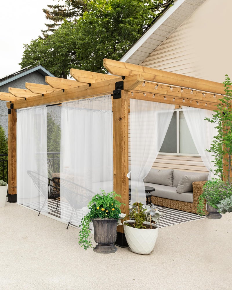HolidayIdeas All Weather White Outdoor Sheer Curtains for Patio Waterproof 6 Pcs Rod Pocket Indoor Sheer Voile Curtains for Porch Balcony Gazebo Pergolas 54x84 Inch - Image 2
