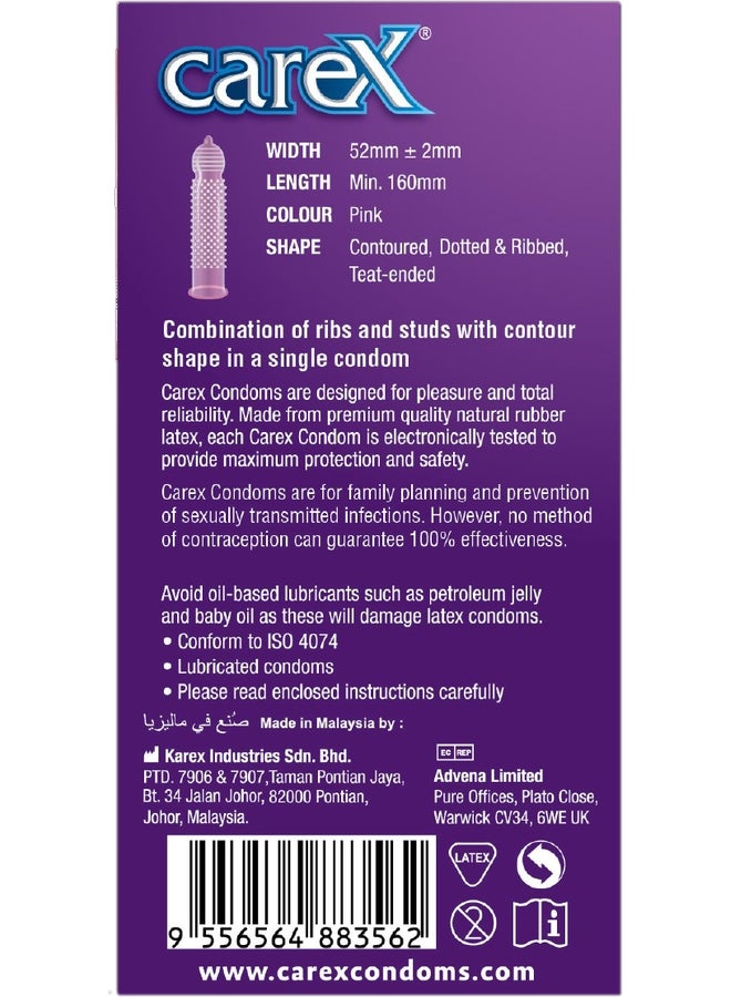 careX Ultimate Pleasure Condoms | Contoured | Ribbed and Dotted | 12 Count - Image 3