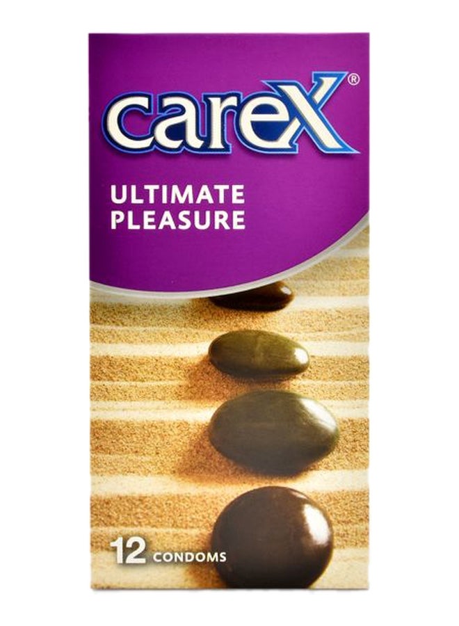 careX Ultimate Pleasure Condoms | Contoured | Ribbed and Dotted | 12 Count - Image 1