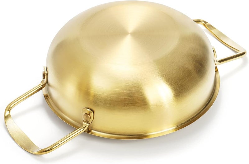 Okllen Set of 3 Korean Ramen Noodle Pot with Handles, Stainless Steel Everyday Pan, Golden Korean Cooking Pot for Soup, Noodle, Pasta, Home and Outdoor, Dishwasher Safe, Size 7", 8.7", 9.5" - Image 4