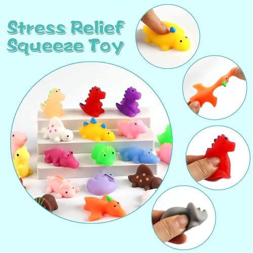 ANAB GI Mochi Squishy Toys, 5 pcs Fruit Squishy Party Favors for Kids Classroom Prize Stress Relief Squishies Bulk Gift for Birthday Pinata Goodie Bag Filler Christmas (Dinosaur) - Image 4