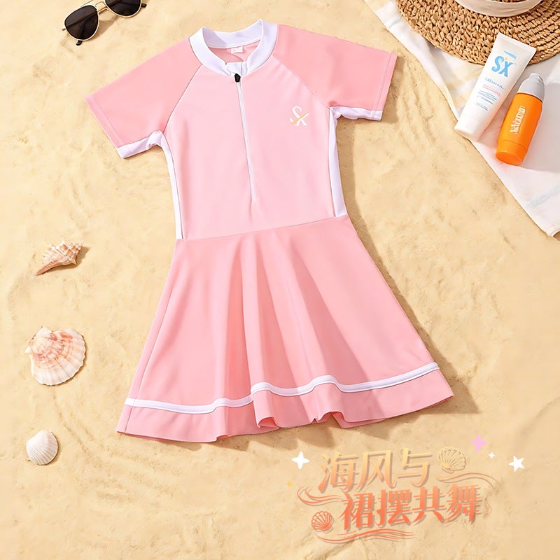 Princess-Style One-Piece Swimsuit Dress, Sweet and Versatile, Quick-Drying Fabric, Skin-Friendly and Soft, Sun-Protective Short Skirt Swimsuit for Beach Play - Image 3