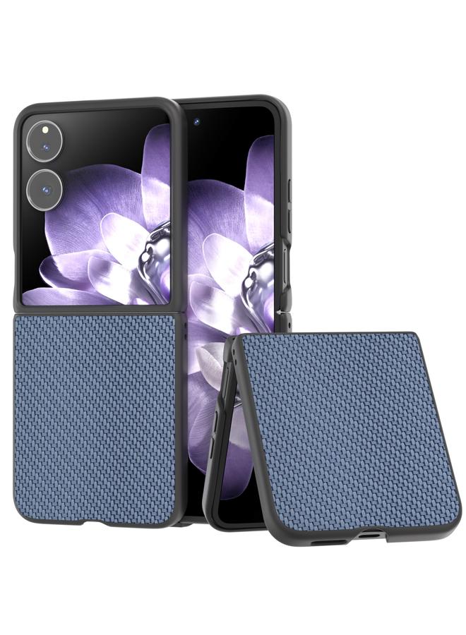 erorex For Xiaomi Mix Flip Black Frame Carbon Fiber Texture PU Phone Case(Sky Blue)