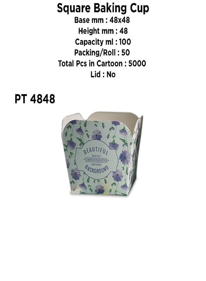 PUSHTI TUSHTI Small Square Baking Cupcake Paper Mould 60gm Decorative Muffin Cups Oven Microwave Safe Baking Paper (48 x 48mm) -Pack of 50pcs - Image 2