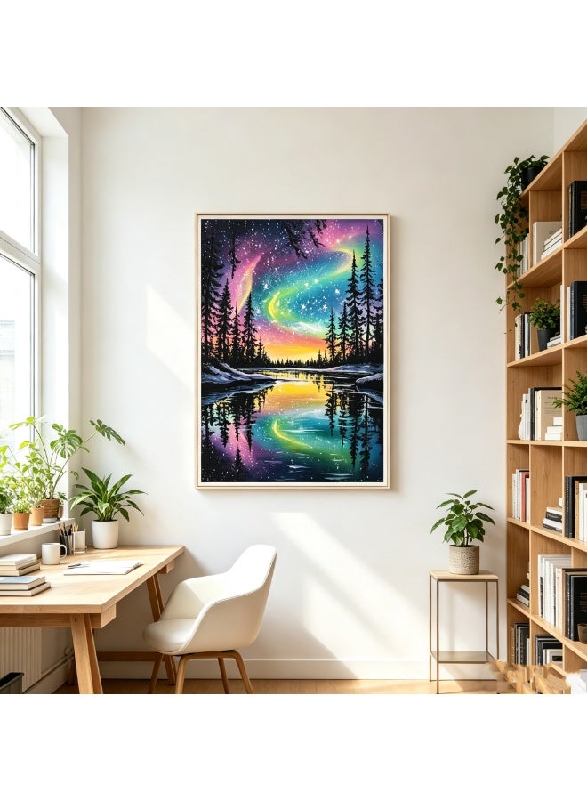 5D Diamond Painting Kit for Adults, Silent Aurora Forest DIY Craft Set, 30x40cm - Image 4