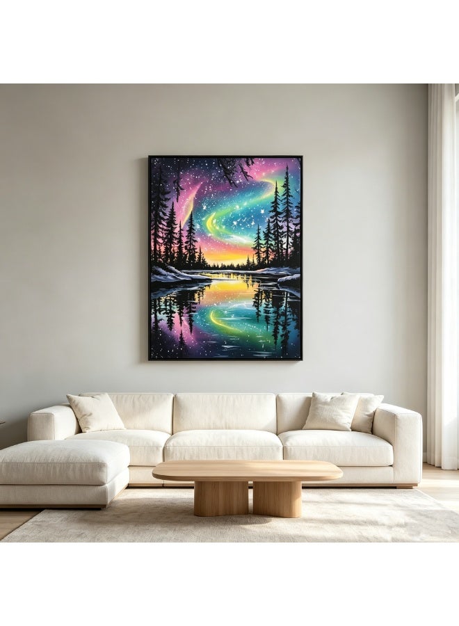 5D Diamond Painting Kit for Adults, Silent Aurora Forest DIY Craft Set, 30x40cm - Image 5