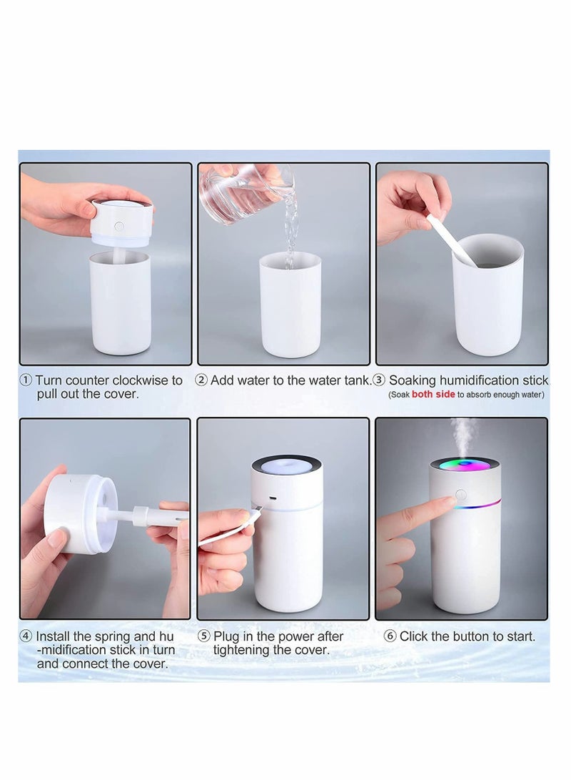 Portable Mini USB Car Humidifier with Auto Shut-Off - Cool Mist Humidifier for Plants, Baby, Bedroom - Best Personal Humidifier - 320ML (White) - Image 5