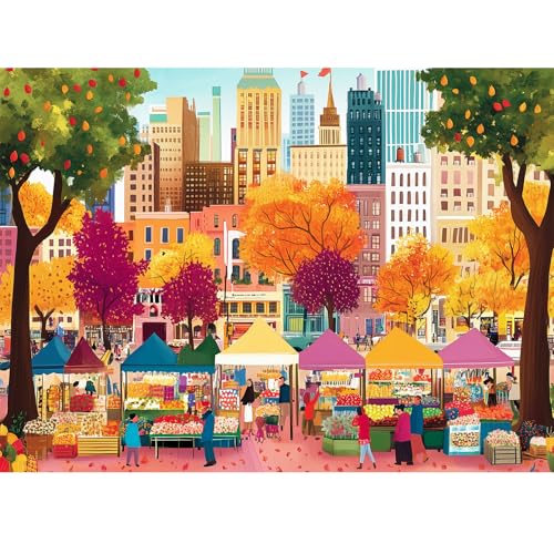 Nitktaia 500 Pieces Puzzle for AdultsBeautiful Autumn Market Puzzle for Adults ElderlyRecycled Paper Jigsaw Puzzle 500 PieceGlossy Sturdy Pieces Challenging Family Game Great Gift Idea 205x15in - Image 1