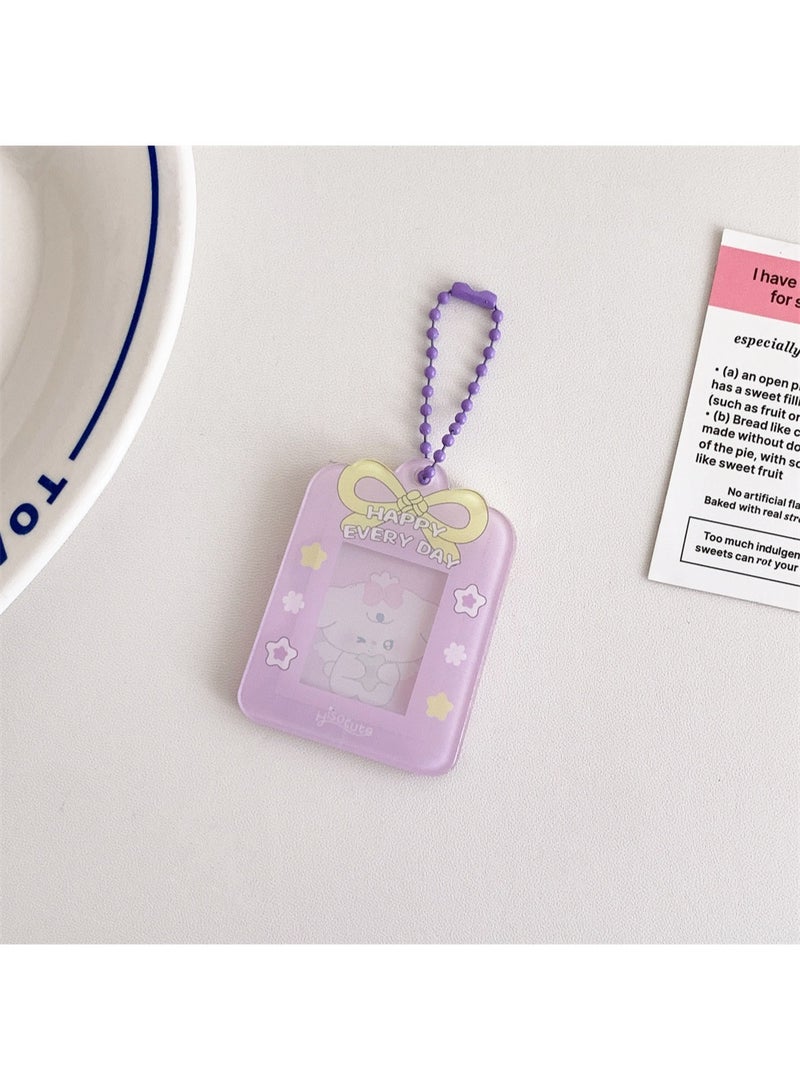 NIBEMINENT 1 - Piece Acrylic Bow Kpop Photo Card Holder Pendant Key Chain ID Badge Holder ID Card Holder Photo Card Protector for School ID Office ID Access Card for Women Girls - Image 1