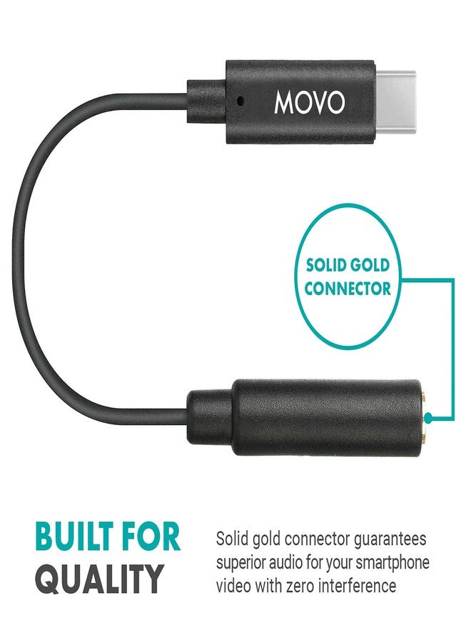 Movo UCMA-2 3.5mm to USB-C Audio Jack Adapter - 3.5mm TRRS to Type-C Connector for Android, GoPro Mic, iPad Pro Adapter - USB to Aux for Headphone Jack or USB Lapel Microphone Splitter - Image 4