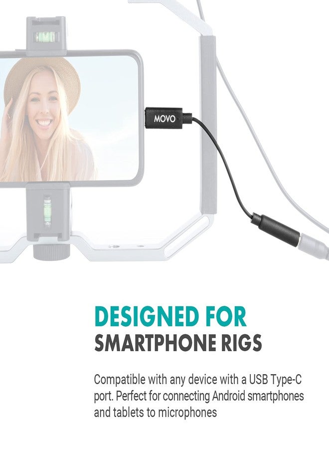 Movo UCMA-2 3.5mm to USB-C Audio Jack Adapter - 3.5mm TRRS to Type-C Connector for Android, GoPro Mic, iPad Pro Adapter - USB to Aux for Headphone Jack or USB Lapel Microphone Splitter - Image 2