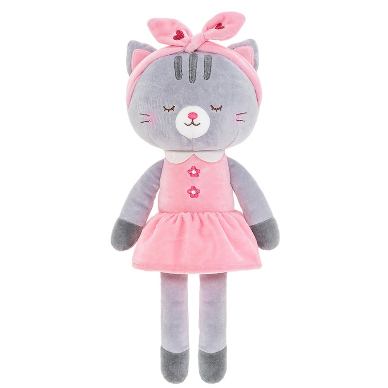 Lazada Stuffed Cat Dolls Animal Kitty Plush Toy Baby Girl Gifts Gray with Hair Band 16 - Image 2