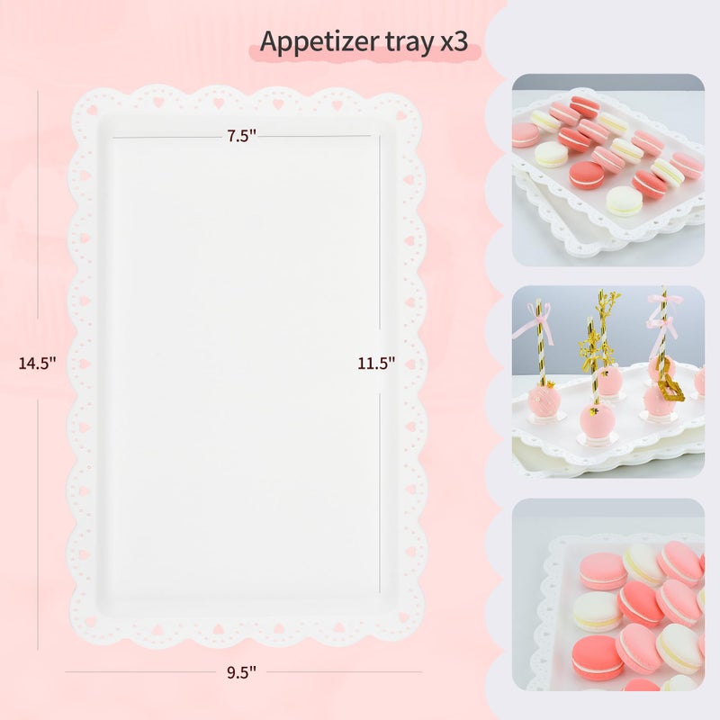 NWK Pack of 10 NWK Cake Stand Set, with 3 x Two-Tier and 3 x Three-Tier Cupcake Stands, 4 x Appetizer Trays, 1 x Tablecloth for Birthday Bridal Baby Shower Party (White) - Image 4