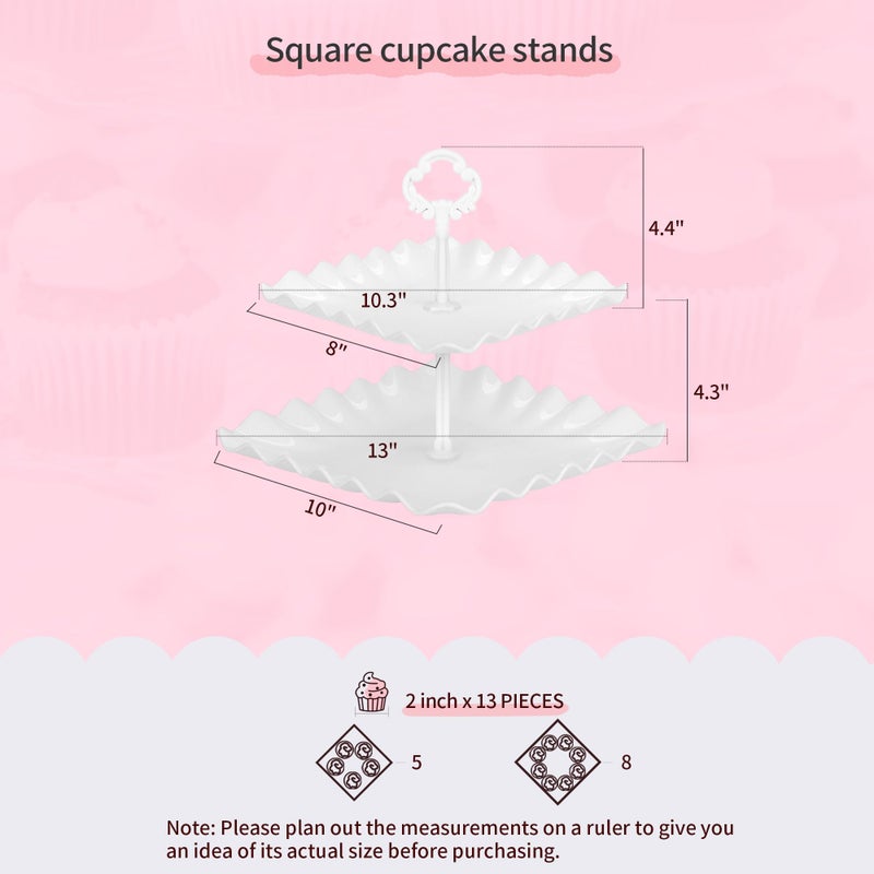 NWK Pack of 10 NWK Cake Stand Set, with 3 x Two-Tier and 3 x Three-Tier Cupcake Stands, 4 x Appetizer Trays, 1 x Tablecloth for Birthday Bridal Baby Shower Party (White) - Image 3