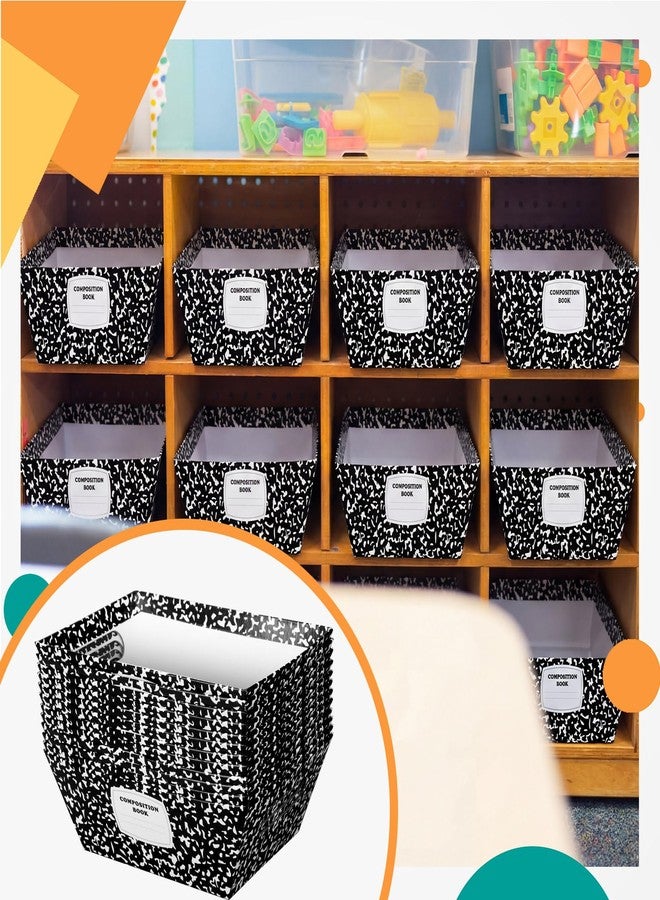 Potchen 12 Pcs Back to School Teacher Basket Composition Book Teacher Bins Reading Book Organizer Storage Basket for School Classroom Storage Baskets Women Men Desk Sign Office Decor, 9.9X 6.7inch - Image 4