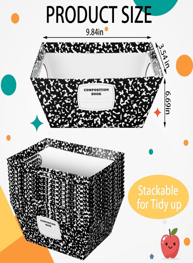 Potchen 12 Pcs Back to School Teacher Basket Composition Book Teacher Bins Reading Book Organizer Storage Basket for School Classroom Storage Baskets Women Men Desk Sign Office Decor, 9.9X 6.7inch - Image 3