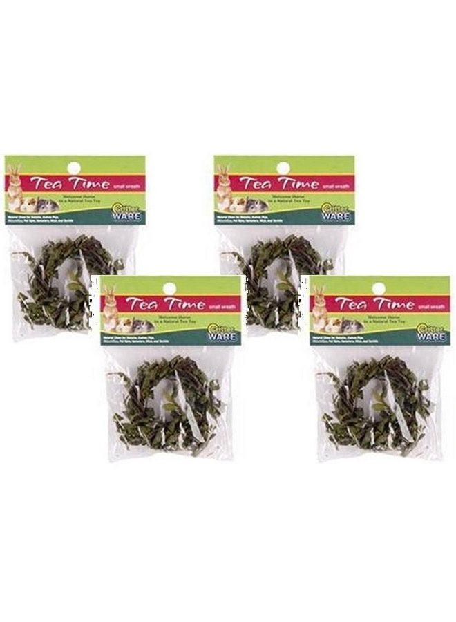 وير مانيوفاكتشارينج (4 عبوات) أطعمة طبيعية قابلة للمضغ من Ware Tea Time Wreath للحيوانات، حجم صغير