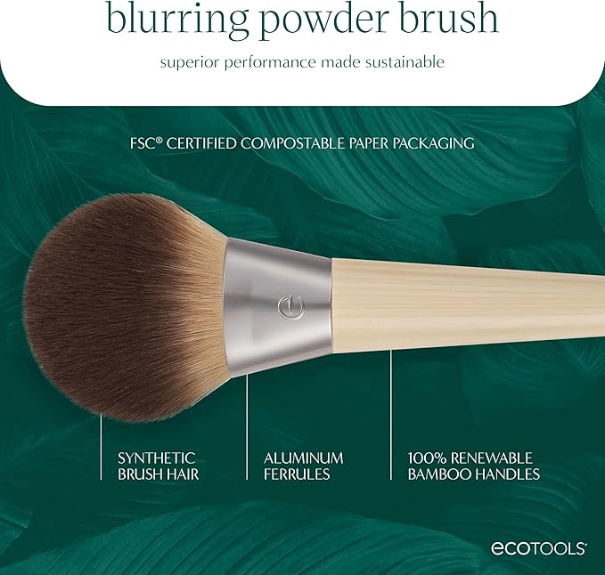 EcoTools Blurring Powder Makeup Brush For Loose Pressed Powder Large Makeup Brush For AllOver Application Fluffy Synthetic Bristles Eco Friendly CrueltyFree Vegan 1 Count - Image 4