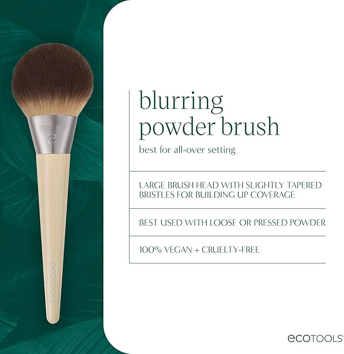 EcoTools Blurring Powder Makeup Brush For Loose Pressed Powder Large Makeup Brush For AllOver Application Fluffy Synthetic Bristles Eco Friendly CrueltyFree Vegan 1 Count - Image 3