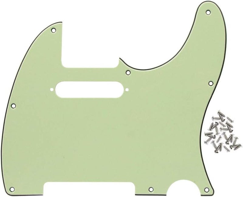 FLEOR 8 Hole TL Pickguard Scratch Plate with Pickguard Screws Set Fit USA/MX Standard TL Style Pickguard Replacement, 3Ply Mint Green - Image 1