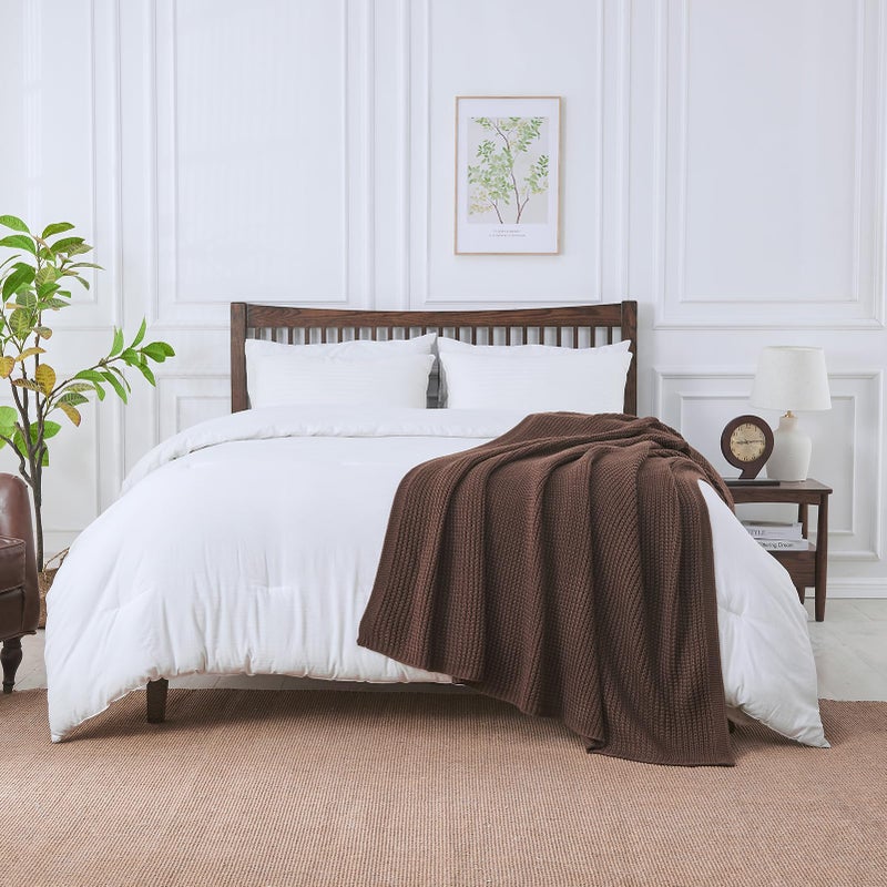 Douceur Brown Throw Blanket for Bed, Soft Chunky Cable Knit Throw Blanket, Classic Fisherman's Rib Stitch Pattern Throw for Living Room,60"X80" - Image 5