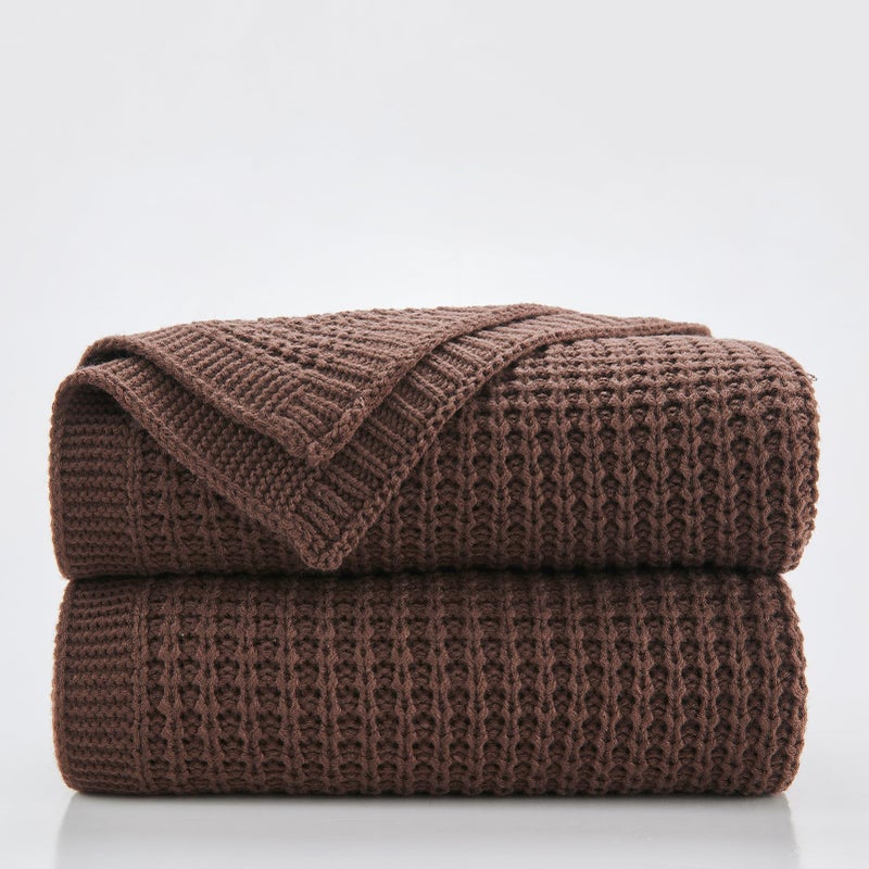 Douceur Brown Throw Blanket for Bed, Soft Chunky Cable Knit Throw Blanket, Classic Fisherman's Rib Stitch Pattern Throw for Living Room,60"X80" - Image 1