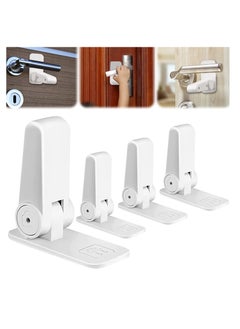 KASTWAVE Lock Handle 4 Pieces Safety Locks for Children and Pets, Door and Window Lock with VHB Sticker, Child Safety Lock, No Tools or Drills Required(White)  - Image 1