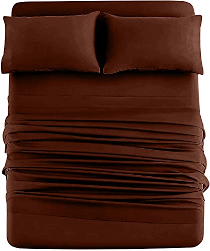 DAN RIVER DAN RIVER King Jersey Sheet Set  Luxury 100 Cotton Bed Sheets  TShirt Sheets  All Season Bedding  Soft Comfortable Deep Pocket Jersey Cotton Bed Sheets 4Pc King Brown 