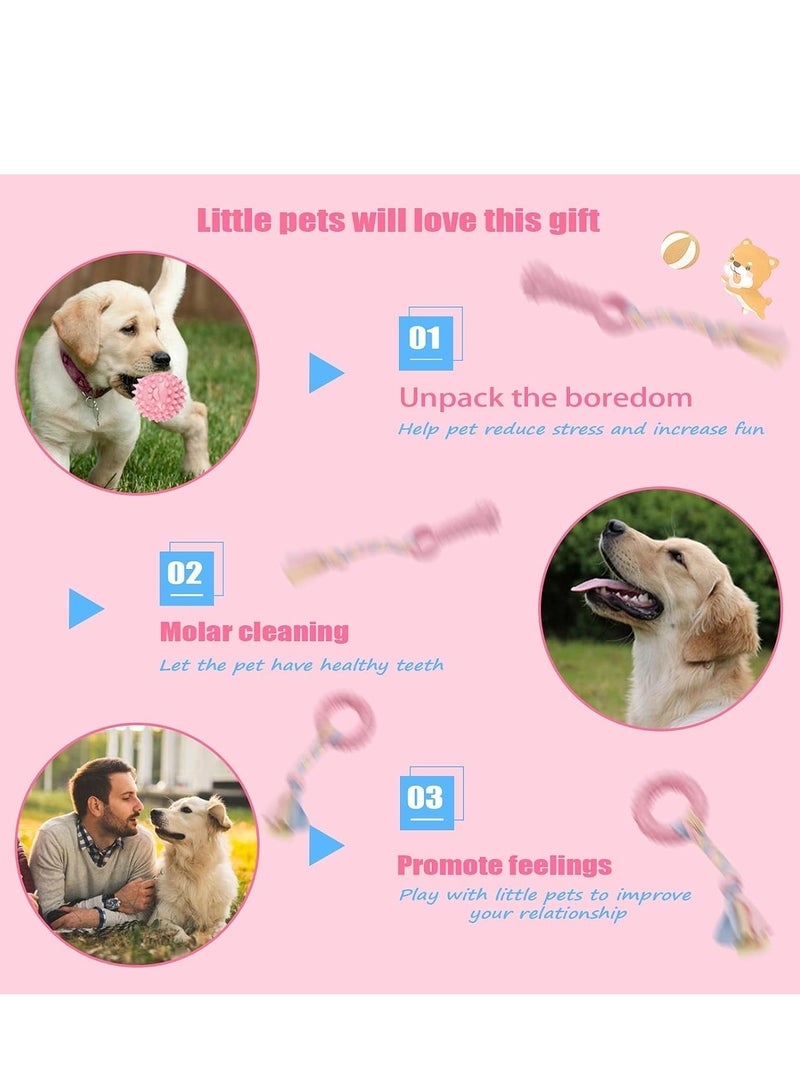 FengSVMA 6 Pcs Puppy Chew Toys Set, Cute Safe Rope Toys Teeth Clean Toys Set with Cotton and Rubber for Small Dogs,Washable Cotton Rope Dog Toy - Image 2