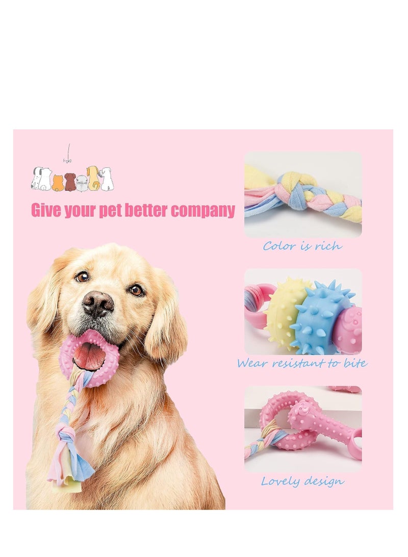 FengSVMA 6 Pcs Puppy Chew Toys Set, Cute Safe Rope Toys Teeth Clean Toys Set with Cotton and Rubber for Small Dogs,Washable Cotton Rope Dog Toy - Image 4