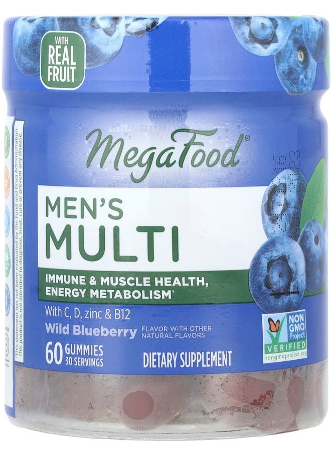 MegaFood Men's Multi Wild Blueberry  60 Gummies 