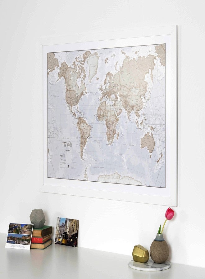 Maps International Large Map Of The World - Silk Art Print World Map - Neutral Tones - 23 x 33 - Image 2