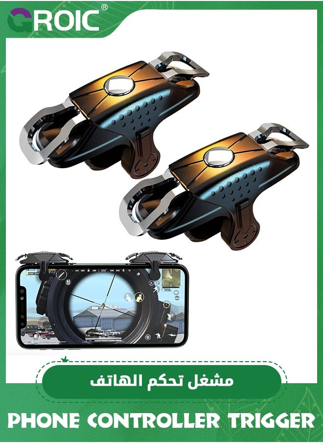 GROIC - زوج واحد من أجهزة التحكم في الألعاب المحمولة، وحدة تحكم في الألعاب المحمولة لـ PUBG/Fortnite/Call of Duty، عصا التحكم الحساسة لأداة إطلاق النار Aim &amp; Fire Trigger المتوافقة مع هاتف iPhone وAndroid - Image 1