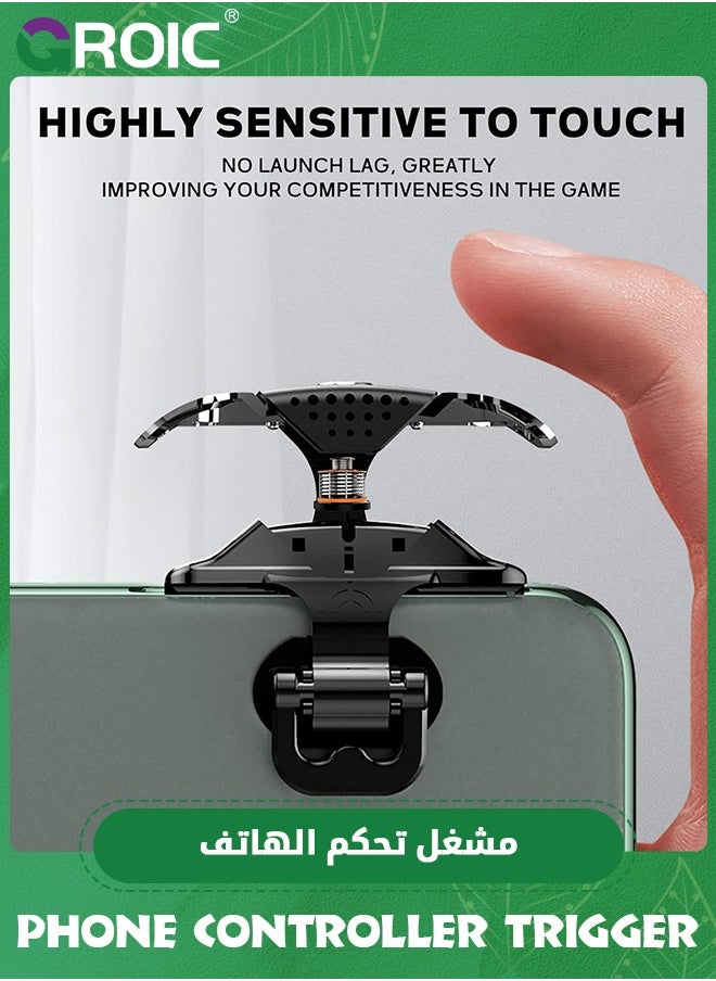 GROIC - زوج واحد من أجهزة التحكم في الألعاب المحمولة، وحدة تحكم في الألعاب المحمولة لـ PUBG/Fortnite/Call of Duty، عصا التحكم الحساسة لأداة إطلاق النار Aim &amp; Fire Trigger المتوافقة مع هاتف iPhone وAndroid - Image 1