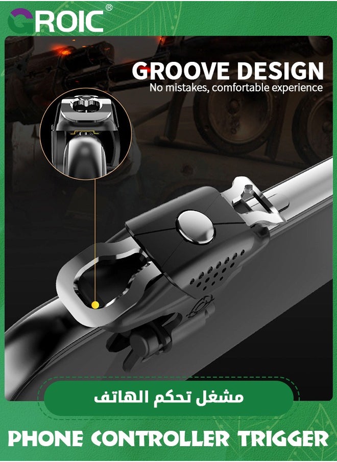 GROIC - زوج واحد من أجهزة التحكم في الألعاب المحمولة، وحدة تحكم في الألعاب المحمولة لـ PUBG/Fortnite/Call of Duty، عصا التحكم الحساسة لأداة إطلاق النار Aim &amp; Fire Trigger المتوافقة مع هاتف iPhone وAndroid - Image 1