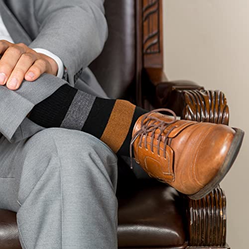 YEJIMONG Men’s 12 Pairs Cotton Colorful Stripe Argyle Designed Business Dress Socks Size 8-12 (Assorted-2) - Image 3