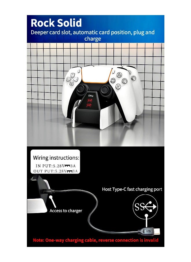 Generic - For Sony PS5 controller handle base, two-seat charging stand game controller with LED light special fast charger power base - Image 1