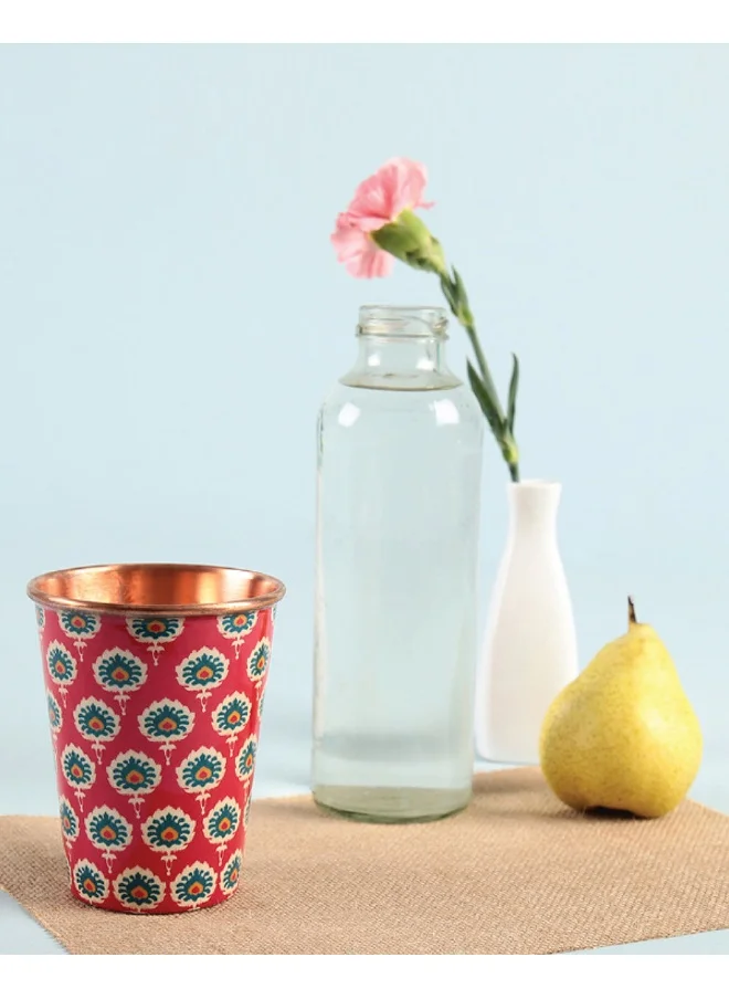 Chumbak Indian Floral Copper Tumbler - Large, 400ml