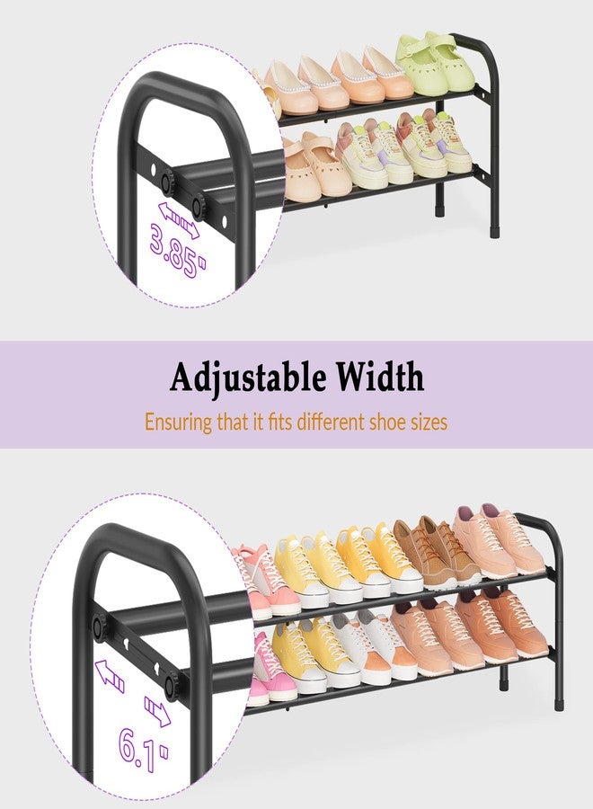 Gewudraw 2 Tier Shoe Rack, Shoe Organizer for Closet, 28“ Metal Shelf Can Expandable to 42“, for Bedroom, Entryway, Closet, Garage, Adjustable to 12 Pairs Shoes, Black - Image 5