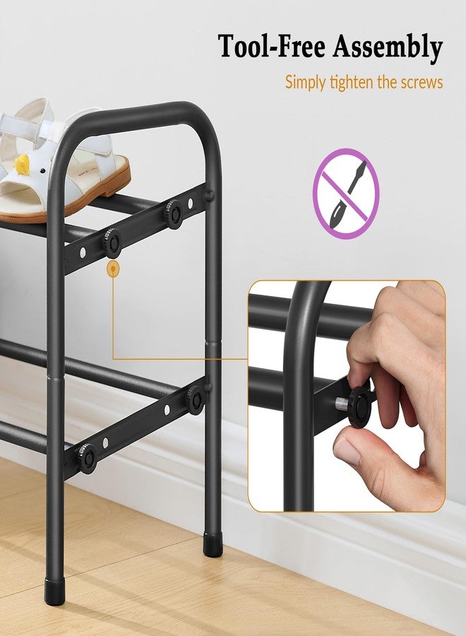 Gewudraw 2 Tier Shoe Rack, Shoe Organizer for Closet, 28“ Metal Shelf Can Expandable to 42“, for Bedroom, Entryway, Closet, Garage, Adjustable to 12 Pairs Shoes, Black - Image 3