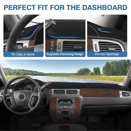 FIILINES Dash Cover for 2007-2014 Chevy Chevrolet Tahoe Suburban/GMC Yukon XL, 2007-13 Chevy Avalanche Silverado 1500 2500 3500 LTZ/GMC Sierra SLT Denali,Dashboard Mat Passport Accessories Dash Cover - Image 4
