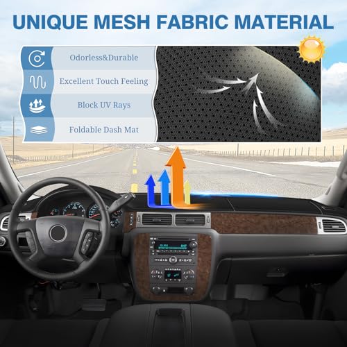 FIILINES Dash Cover for 2007-2014 Chevy Chevrolet Tahoe Suburban/GMC Yukon XL, 2007-13 Chevy Avalanche Silverado 1500 2500 3500 LTZ/GMC Sierra SLT Denali,Dashboard Mat Passport Accessories Dash Cover - Image 3