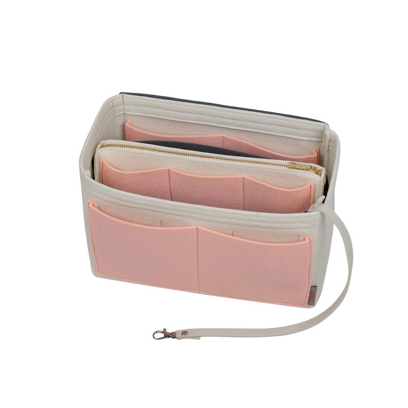 ZTUJO Purse Organizer Insert, Felt Bag Organizer with Metal Zipper, Handbag & Tote Shaper, For Speedy Neverfull Tote, 7 Sizes(Large, White,Brush Pink and Grey) - Image 1