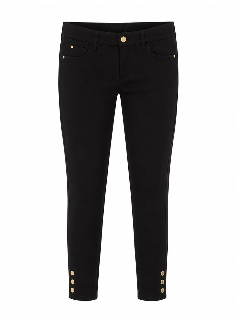 NOVA TECH Women's Slim Fit Stretch High Waist Pants with Button Ankle Detail, Black - Image 3