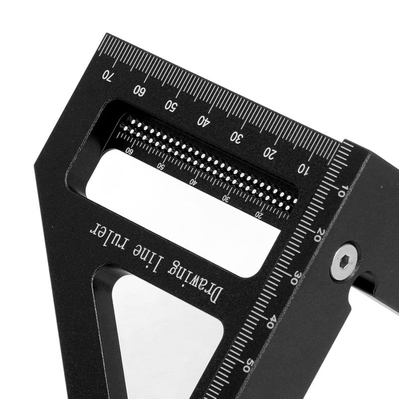 3D Multi Angle Measuring Ruler, Aluminum Alloy Woodworking Square Protractor, 45 90 Degree Miter Triangle Ruler for Woodworking, DIY Projects with Wrench and Screws (Black) - Image 3