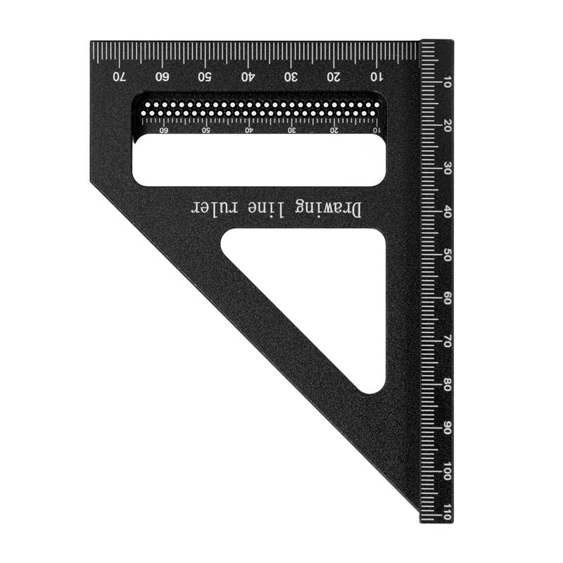3D Multi Angle Measuring Ruler, Aluminum Alloy Woodworking Square Protractor, 45 90 Degree Miter Triangle Ruler for Woodworking, DIY Projects with Wrench and Screws (Black) - Image 2