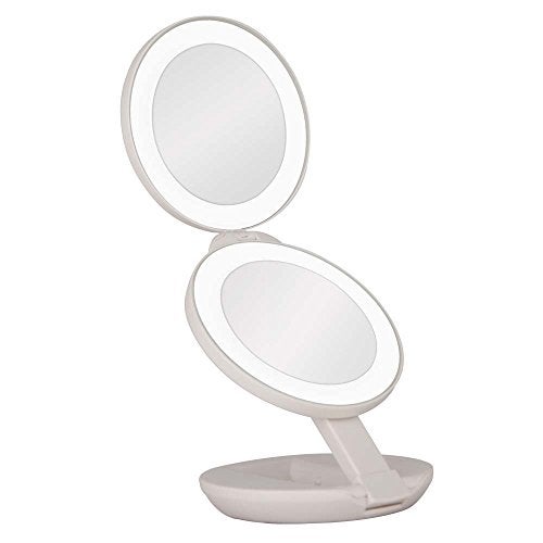 Zadro 4.5" Round LED Compact Mirror 10X/1X Travel Mirror with Lights and Magnification 3 AAA batteries LED Makeup Mirror - Image 1