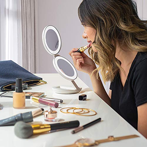 Zadro 4.5" Round LED Compact Mirror 10X/1X Travel Mirror with Lights and Magnification 3 AAA batteries LED Makeup Mirror - Image 2